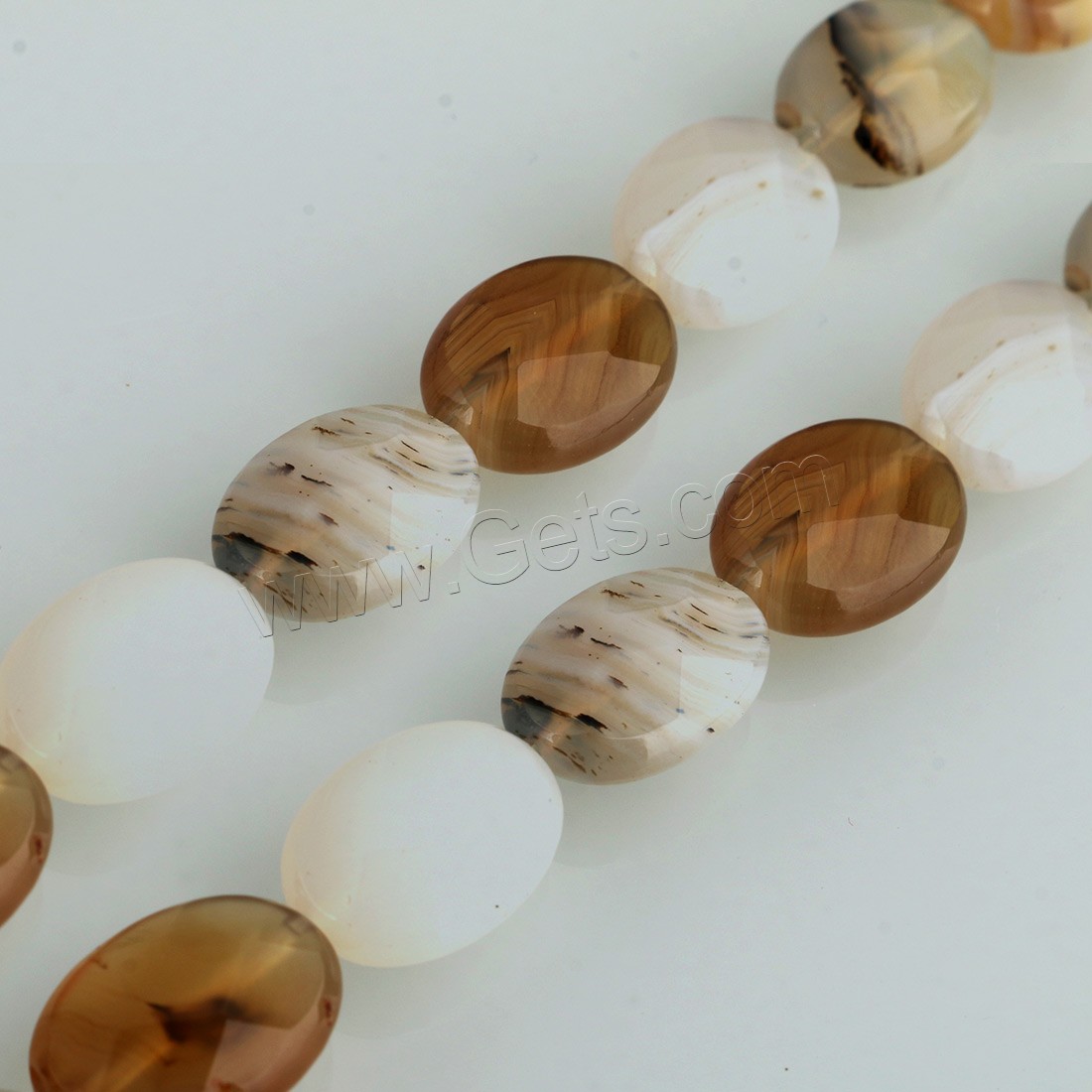 Mixed Agate Beads, Black Agate, Flat Oval, different size for choice, Hole:Approx 0.6mm, Length:Approx 15.5 Inch, Sold By Strand