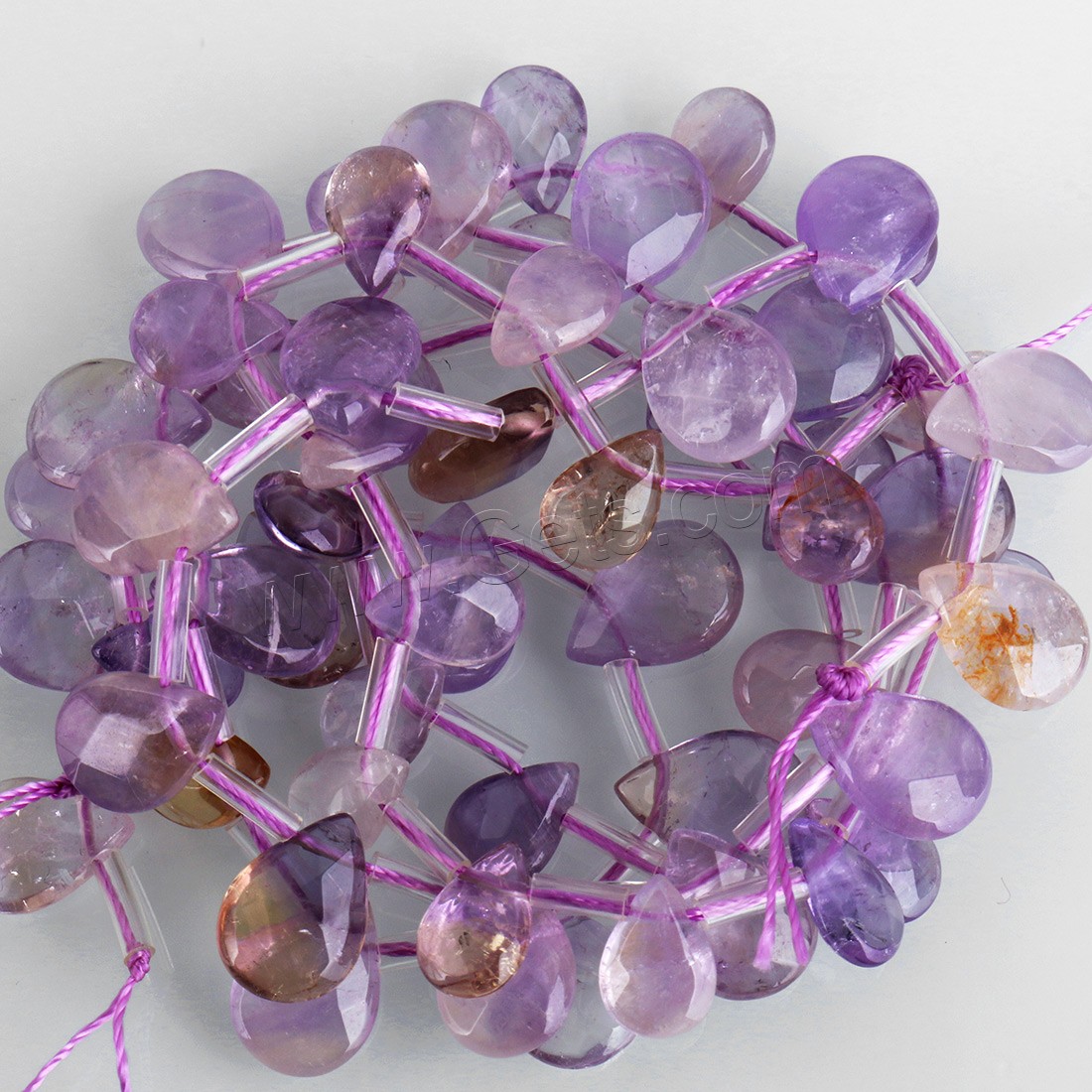 Mix Color Quartz Beads, Ametrine, Teardrop, different size for choice, Sold By Strand