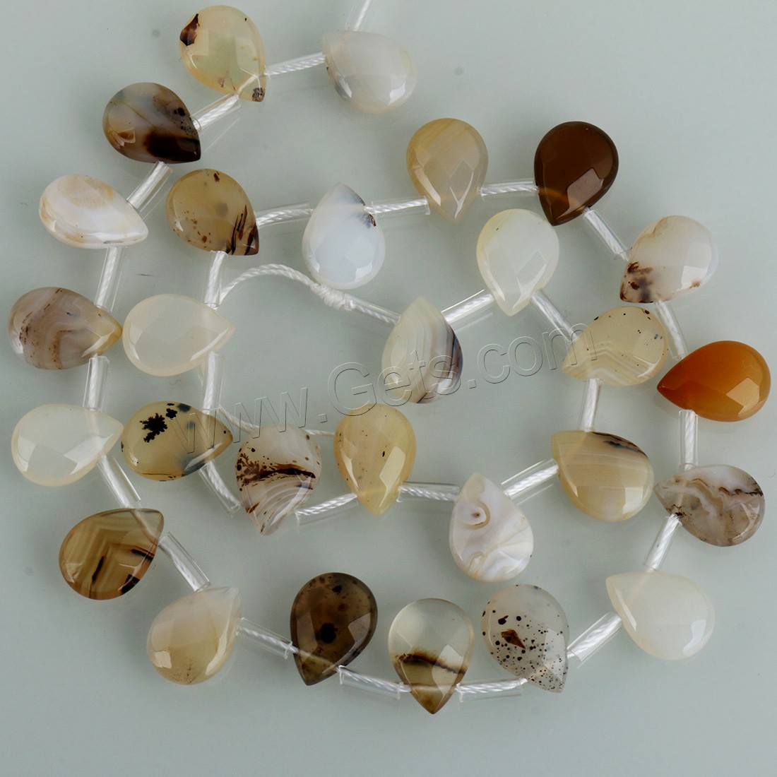 Gemischte Achat Perlen, Schwarzer Achat, Tropfen, verschiedene Größen vorhanden, Länge:ca. 15.5 ZollInch, verkauft von Strang