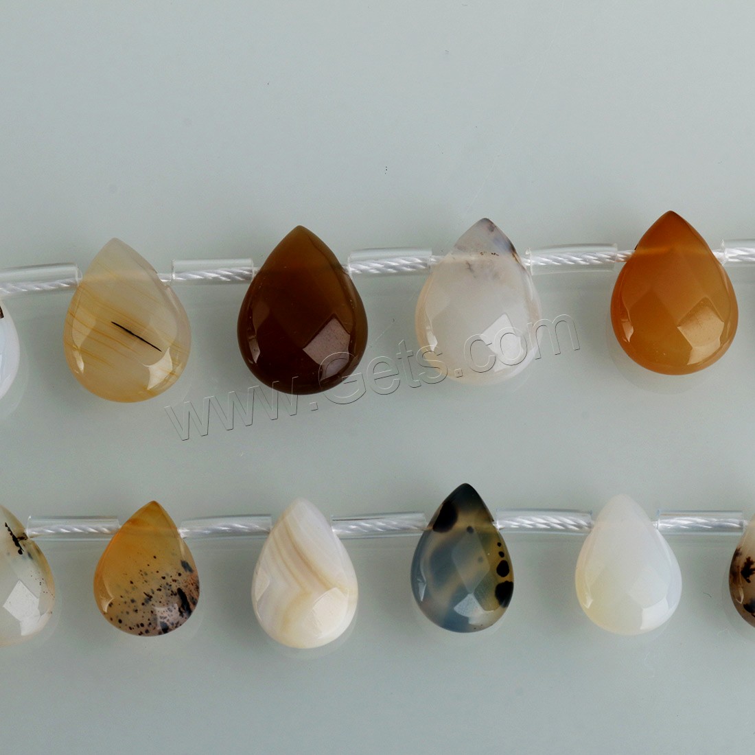 Gemischte Achat Perlen, Schwarzer Achat, Tropfen, verschiedene Größen vorhanden, Länge:ca. 15.5 ZollInch, verkauft von Strang