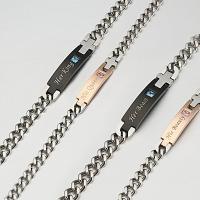Titanium Steel Bracelet & Bangle, plated, twist oval chain & for couple  
