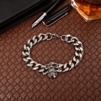 Titanium Steel Bracelet & Bangle, Skull, plated, twist oval chain & for man Approx 9 Inch 