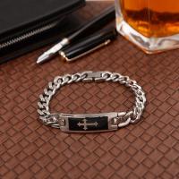 Titanium Steel Bracelet & Bangle, twist oval chain & for man, original color Approx 9 Inch 