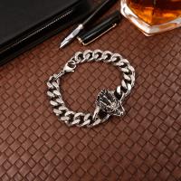Titanium Steel Bracelet & Bangle, Dragon, twist oval chain & for man & blacken Approx 9 Inch 