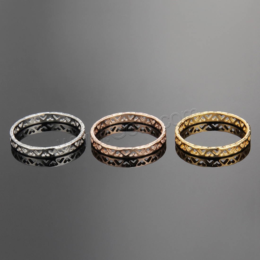 Titanium Steel Finger Ring, plated, polished & different size for choice & for woman & hollow, more colors for choice, 3.2mm, Sold By PC