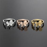 Anillo de dedo de acero Titanium de, Partículas de acero, chapado, Ajustable & pulido & para mujer, más colores para la opción, 7.6mm, tamaño:6, Vendido por UD