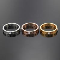 Titanium Steel Finger Ring, plated, polished & with 4 pcs rhinestone & for woman & hollow 3.8mm 