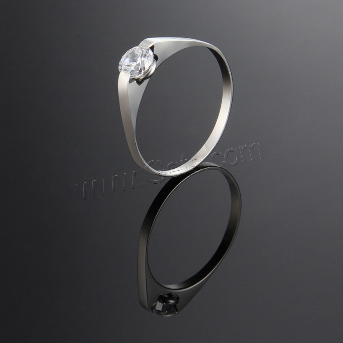 Titanium Steel Finger Ring, plated, polished & different size for choice & for woman & with rhinestone, more colors for choice, 2mm, Sold By PC
