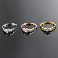 Titanium Steel Finger Ring, plated, polished & for woman & with rhinestone 2mm 