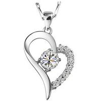 925 Sterling Silver Pendant, Heart, for woman & with rhinestone Approx 5mm 