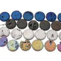 Perles agates, Rire Agate Rift, Plat rond, plus de couleurs à choisir, 28-31x28-31x6-7mm Environ 1.5mm Environ 8 pouce, Environ Vendu par brin