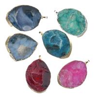 Natural Agate Druzy Pendant, Ice Quartz Agate, with Brass, plated, druzy style 37-42x51-61x10-14mm Approx 