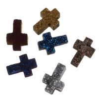 Природные Агат Druzy подвеска, Ледниковый кварц-агат, Kресты, druzy стиль, Много цветов для выбора, 9-10x13-14x4-5mm, отверстие:Приблизительно 1.5mm, продается PC