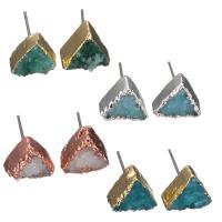 Agate Stud Earring, Ice Quartz Agate, with Brass, Triangle, plated, without stopper & druzy style & for woman 0.5mm 