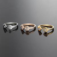Titanium Steel Finger Ring, plated, Adjustable & for woman & with rhinestone 5.5mm, US Ring 