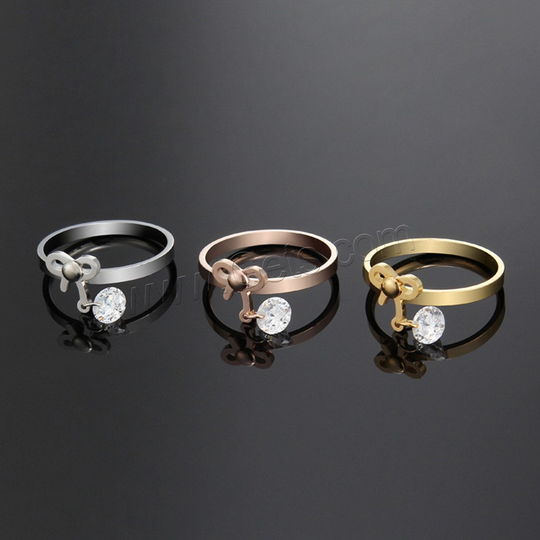 Titan Stahl Fingerring, Titanstahl, mit DiamantRaute, plattiert, verschiedene Größen vorhanden & für Frau, keine, 8mm, verkauft von PC