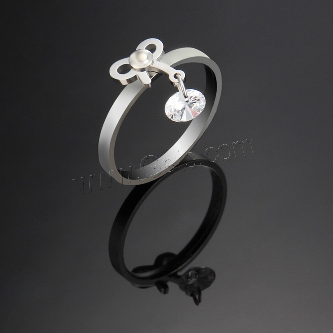 Титан Сталь палец кольцо, титан, с Алмазный, Другое покрытие, разный размер для выбора & Женский, Много цветов для выбора, 8mm, продается PC