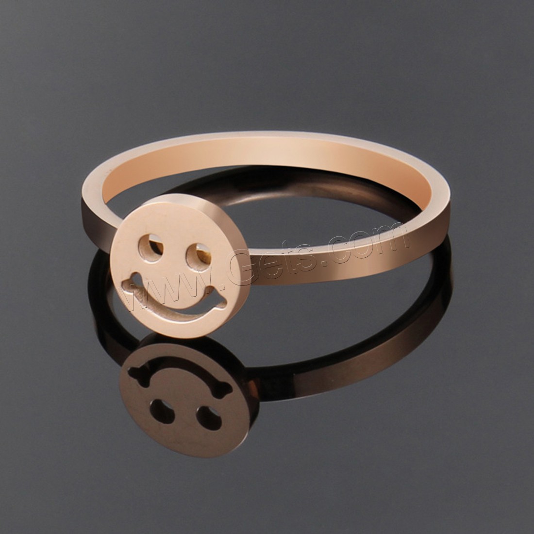 Titanium Steel Finger Ring, Smiling Face, plated, different size for choice & for woman, more colors for choice, 8mm, Sold By PC