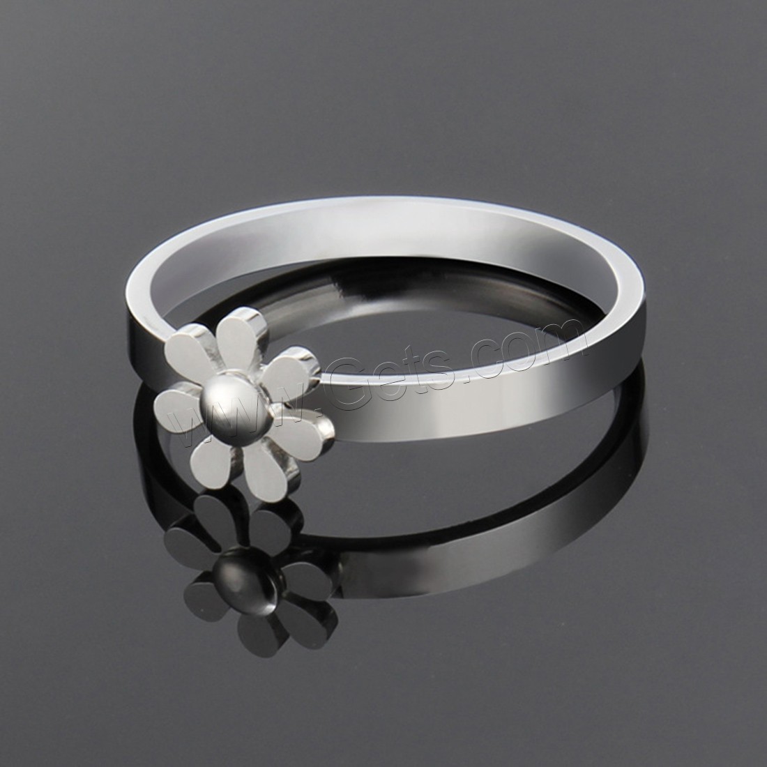 Titanium Steel Finger Ring, Chrysamthemum, plated, different size for choice & for woman, more colors for choice, 8mm, Sold By PC