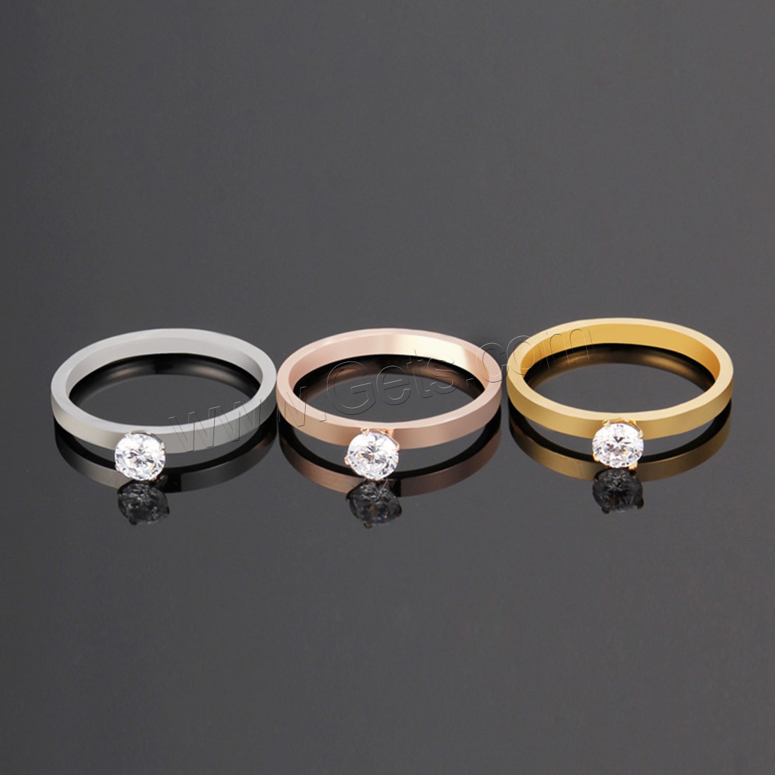 Titanium Steel Finger Ring, plated, different size for choice & for woman & with rhinestone, more colors for choice, 2mm, Sold By PC