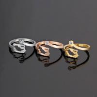Титан Сталь палец кольцо, титан, Другое покрытие, Регулируемый & Женский & со стразами, Много цветов для выбора, 12mm, размер:6, продается PC
