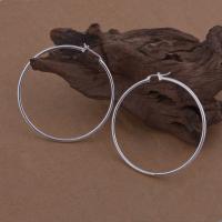 Brass Hoop Earring, real silver plated, for woman, lead & cadmium free, 50mm 