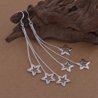 Brass Tassel Earring, Star, real silver plated, for woman, lead & cadmium free 