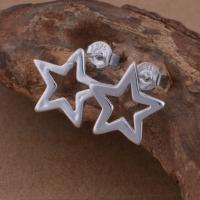 Brass Stud Earring, Star, real silver plated, for woman, lead & cadmium free 