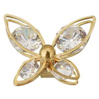 Hair Band Findings, Brass, Butterfly, gold color plated, with cubic zirconia 