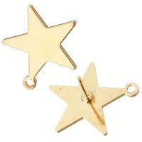 Brass Earring Drop Component, Star, gold color plated, without stopper & with loop & for woman 1mm Approx 1.5mm 