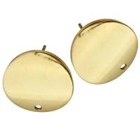 Brass Earring Drop Component, Flat Round, gold color plated, without stopper & with loop & for woman 1mm Approx 1mm 