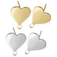 Brass Earring Drop Component, Heart, plated, without stopper & with loop & for woman 1mm Approx 1.4mm 