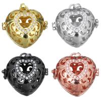 Brass Locket Pendants, Heart, plated, micro pave cubic zirconia & hollow Approx Inner Approx 
