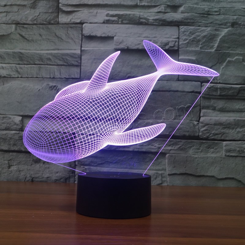 LED Colorful Night Lamp, ABS Plastic, with Acrylic, Shark, with USB interface & change color automaticly & different styles for choice & different designs for choice, Sold By Set