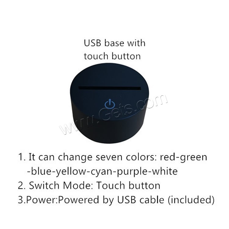 カラフルな夜のLEDランプ, ABS(アクリロニトリル、ブタジエン 、スチレン)プラスチック, とともに アクリル, 象, USB インターフェイスを使用する & 自動に色を変更する & 異なるスタイルを選択 & さまざまなパターンの選択, 売り手 セット
