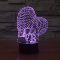 Красочные ночь Светодиодные лампы, ABS-пластик, с Акрил, Сердце, с интерфейсом USB & изменить цвет автоматически & разные стили для выбора продается указан
