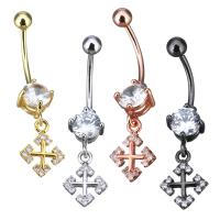 Brass Piercing Barbell, plated, with cubic zirconia 35mm 1mm, 4mm 