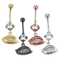 brass piercing barbell, metal, Ojo, chapado, con circonia cúbica, más colores para la opción, 35mm, 15x11mm, 1mm, 4mm, Vendido por UD