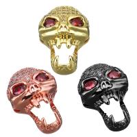 Cubic Zirconia Brass Connector, Skull, plated, with cubic zirconia & 1/1 loop Approx 2mm 