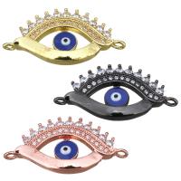 Cubic Zirconia Micro Pave Brass Connector, Evil Eye, plated, micro pave cubic zirconia & enamel & 1/1 loop Approx 1.5mm 