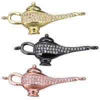 Cubic Zirconia Micro Pave Brass Connector, teapot, plated, micro pave cubic zirconia & 1/1 loop Approx 1.5mm 