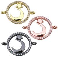 Cubic Zirconia Micro Pave Brass Connector, Moon and Star, plated, micro pave cubic zirconia & 1/1 loop Approx 1.5mm 