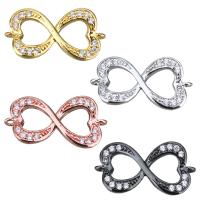 Cubic Zirconia Micro Pave Brass Connector, Infinity, plated, micro pave cubic zirconia & 1/1 loop Approx 0.5mm 