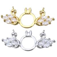 Cubic Zirconia Brass Pendants, Swan, plated, with cubic zirconia & double-hole Approx 0.8mm 