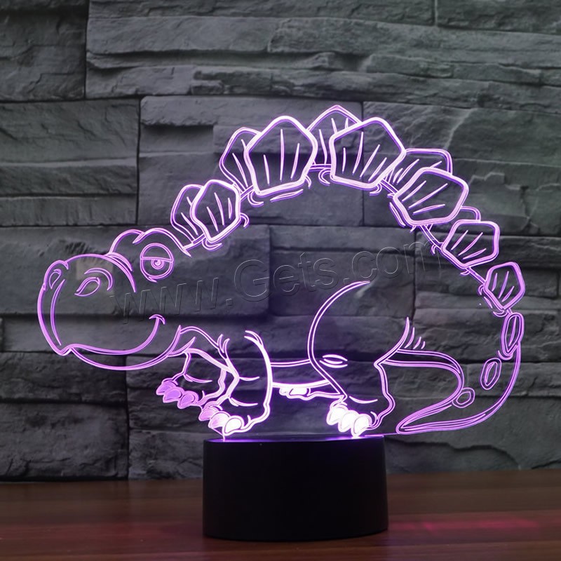 LED lampe de nuit en coloré, plastique ABS, Dinosaure, avec interface USB & changer de couleur automatic & styles différents pour le choix & modèles différents pour le choix, Vendu par fixé