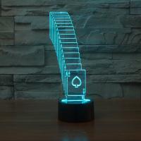 LED lampe de nuit en coloré, plastique ABS, avec Acrylique, Poker, avec interface USB & changer de couleur automatic & styles différents pour le choix Vendu par fixé