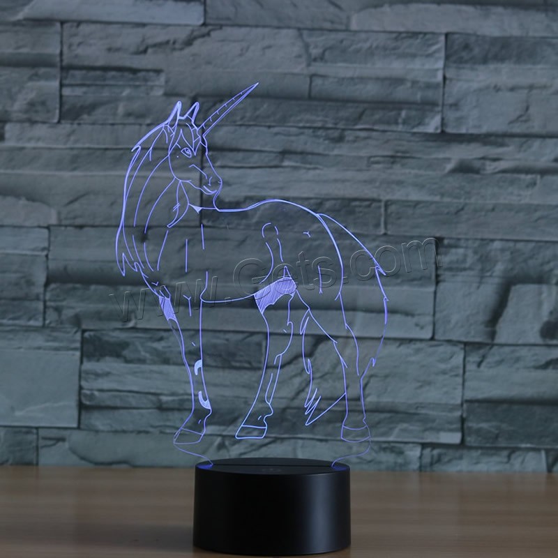 LED lampe de nuit en coloré, plastique ABS, cheval, avec interface USB & changer de couleur automatic & styles différents pour le choix & modèles différents pour le choix, Vendu par fixé
