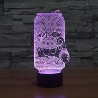 LED lampe de nuit en coloré, plastique ABS, avec Acrylique, Pop Can, avec interface USB & changer de couleur automatic & styles différents pour le choix Vendu par fixé