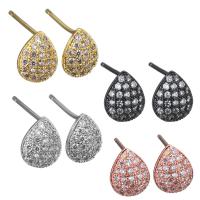 Brass Stud Earring, Teardrop, plated, without stopper & micro pave cubic zirconia & for woman 0.5mm 