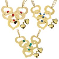 Stainless Steel Jewelry Set, earring & necklace, with Crystal, with 1.5Inch extender chain, Heart, gold color plated, twist oval chain & for woman 2.5mm Approx 19.5 Inch 